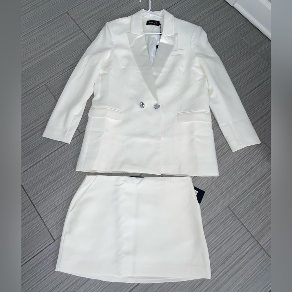 Fashion Nova White Suit and Mini Skirt